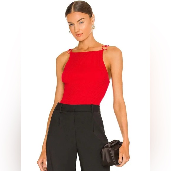 Red Sleeveless Ribbed Top - Picture 1 of 3
